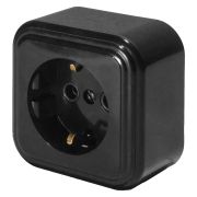БРЕСТ Черный Розетка 1гн, з/к 16А о/у IP20