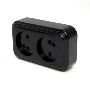 БРЕСТ Черный Розетка 2гн, 16А о/у IP20