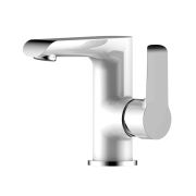 Смеситель одноручный (35 мм) для умывальника монолитный, хром/бел