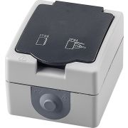 ВЕЛЕНА Розетка Серый/графит 1гн, з/к, о/у 16А, IP54