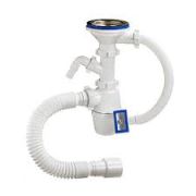 Сифон бут ОРИО 3 1/2 40, с переливом, с отводом, с гибк трубой 40*50 А-4011