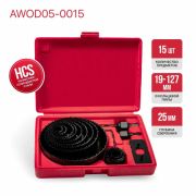 Набор кольцевых пил по дереву 15шт, 19-27 мм//PIT