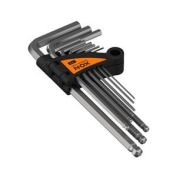 Набор ключей угловых TORX 9 шт. (№10-50) средней длины, хром-ван. сталь «Nox»